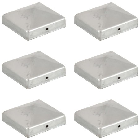 vidaXL Tapas para postes de valla 6 uds metal galvanizado 81x81mm