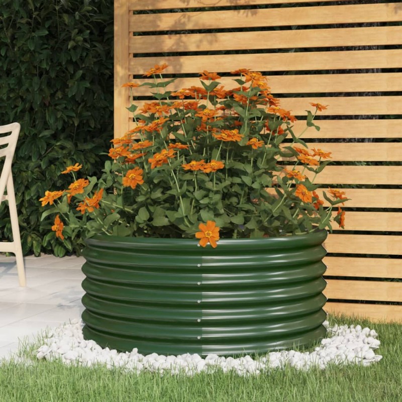 vidaXL Jardinera de acero con recubrimiento en polvo verde 80x80x36 cm vidaXL Jardinera de acero con recubrimiento en polvo verde 80x80x36 cm