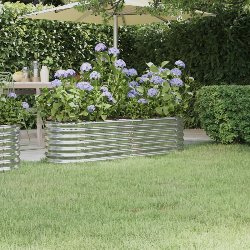 vidaXL Jardinera arriate acero recubrimiento polvo plata 152x40x36 cm vidaXL Jardinera arriate acero recubrimiento polvo plata 152x40x36 cm