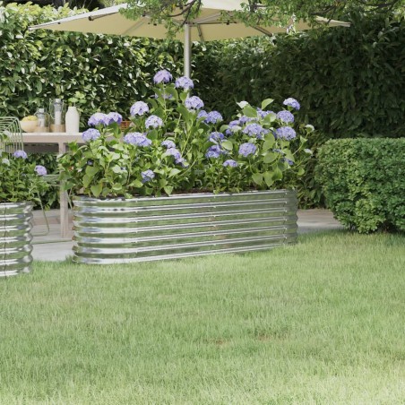 vidaXL Jardinera arriate acero recubrimiento polvo plata 152x40x36 cm