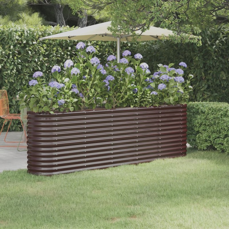 vidaXL Jardinera arriate acero recubrimiento polvo marrón 224x40x68 cm vidaXL Jardinera arriate acero recubrimiento polvo marrón 224x40x68 cm