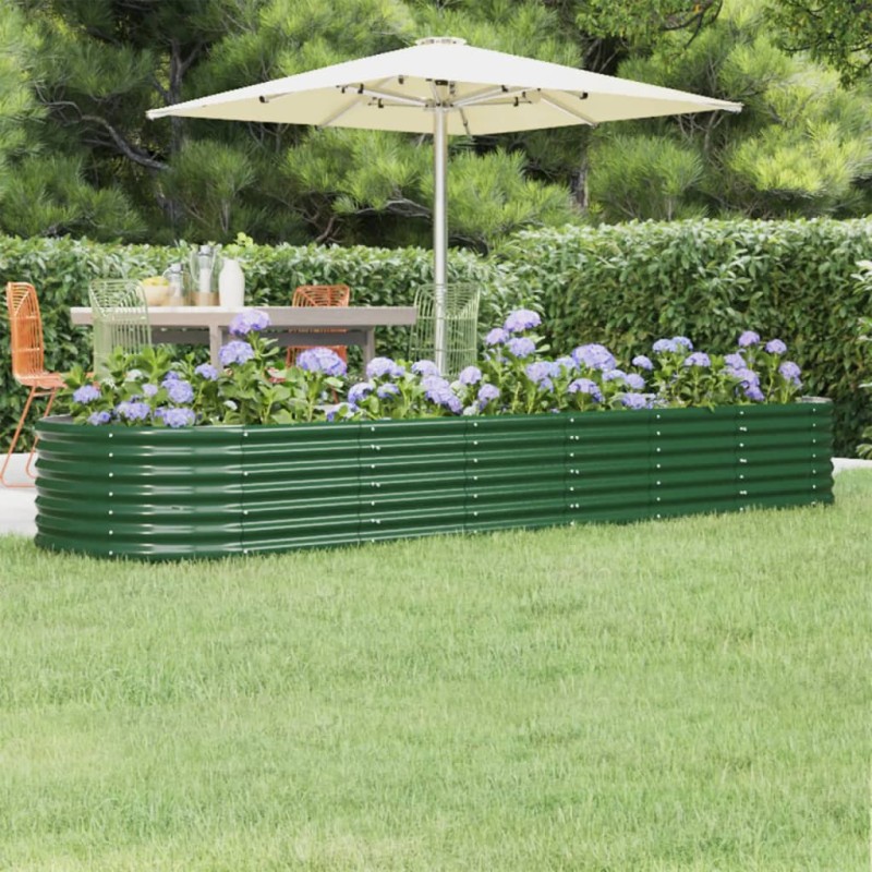 vidaXL Jardinera arriate acero recubrimiento polvo verde 296x80x36 cm vidaXL Jardinera arriate acero recubrimiento polvo verde 296x80x36 cm