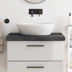 vidaXL Encimera baño madera maciza tratada gris oscuro 80x60x(2-6) cm