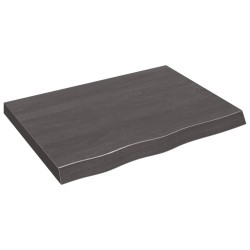 vidaXL Encimera baño madera maciza tratada gris oscuro 80x60x(2-6) cm