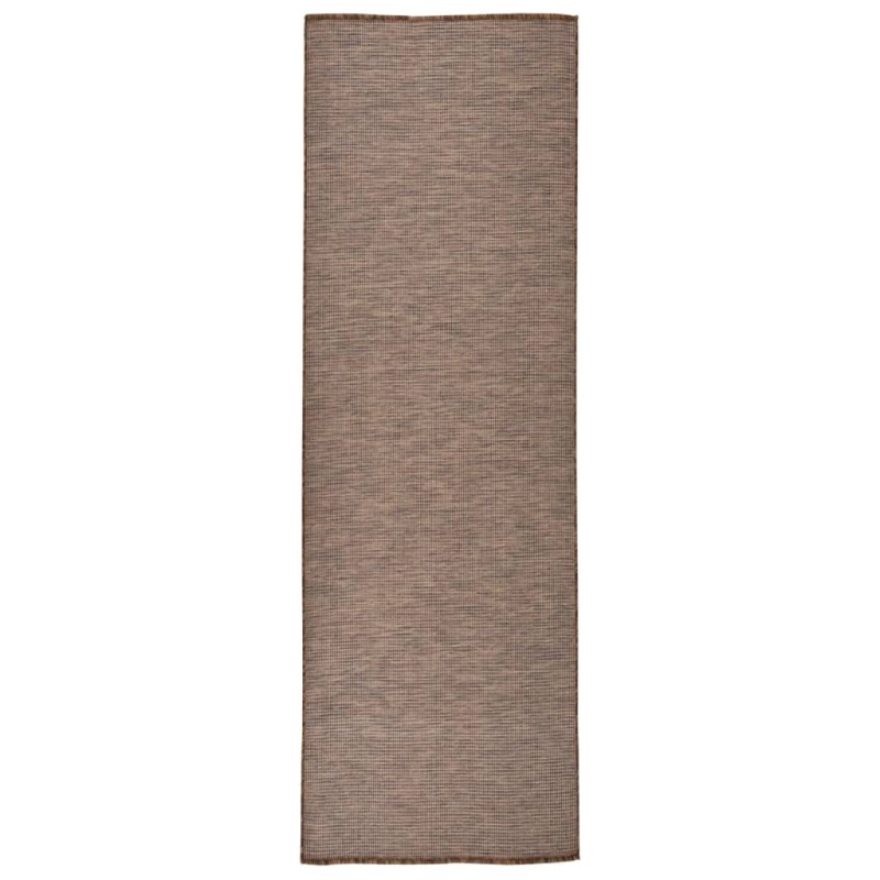 vidaXL Alfombra de exterior de tejido plano marrón 80x250 cm vidaXL Alfombra de exterior de tejido plano marrón 80x250 cm