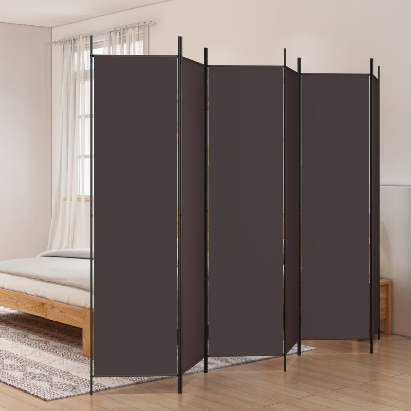vidaXL Biombo divisor de 6 paneles de tela marrón 300x200 cm vidaXL Biombo divisor de 6 paneles de tela marrón 300x200 cm