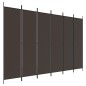 vidaXL Biombo divisor de 6 paneles de tela marrón 300x200 cm vidaXL Biombo divisor de 6 paneles de tela marrón 300x200 cm
