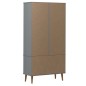 vidaXL Mueble vitrina MOLDE madera maciza de pino gris 90x35x175 cm