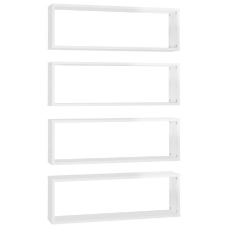vidaXL Estante de pared 4 uds contrachapado blanco brillo 80x15x26,5cm