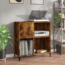 vidaXL Mueble discos madera contrachapada roble ahumado 84,5x38x89 cm