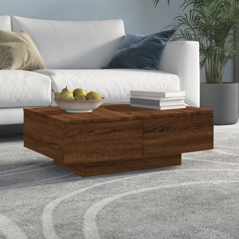 vidaXL Mesa de centro madera contrachapada roble marrón 90x60x31 cm