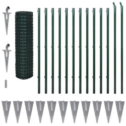 vidaXL Euro Valla de acero verde 25x1,5 m