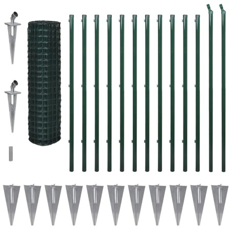vidaXL Euro Valla de acero verde 25x1,5 m