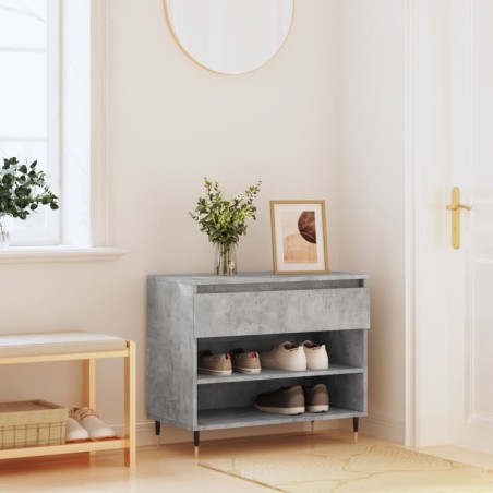 vidaXL Mueble zapatero madera contrachapada gris hormigón 70x36x60 cm
