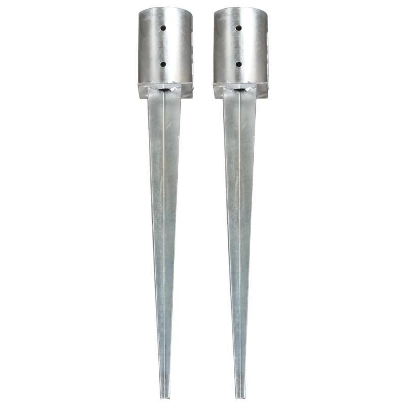 vidaXL Picas de tierra 2 unidades acero galvanizado plateado 10x76 cm vidaXL Picas de tierra 2 unidades acero galvanizado plateado 10x76 cm