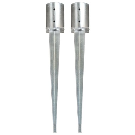 vidaXL Picas de tierra 2 unidades acero galvanizado plateado 10x76 cm
