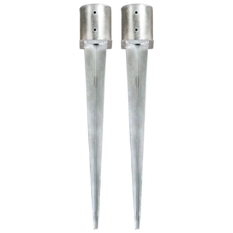 vidaXL Picas de tierra 2 unidades acero galvanizado plateado 12x91 cm