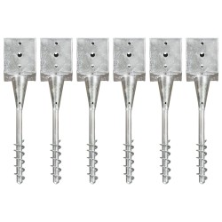 vidaXL Picas de tierra 6 uds acero galvanizado plateado 12x12x56 cm