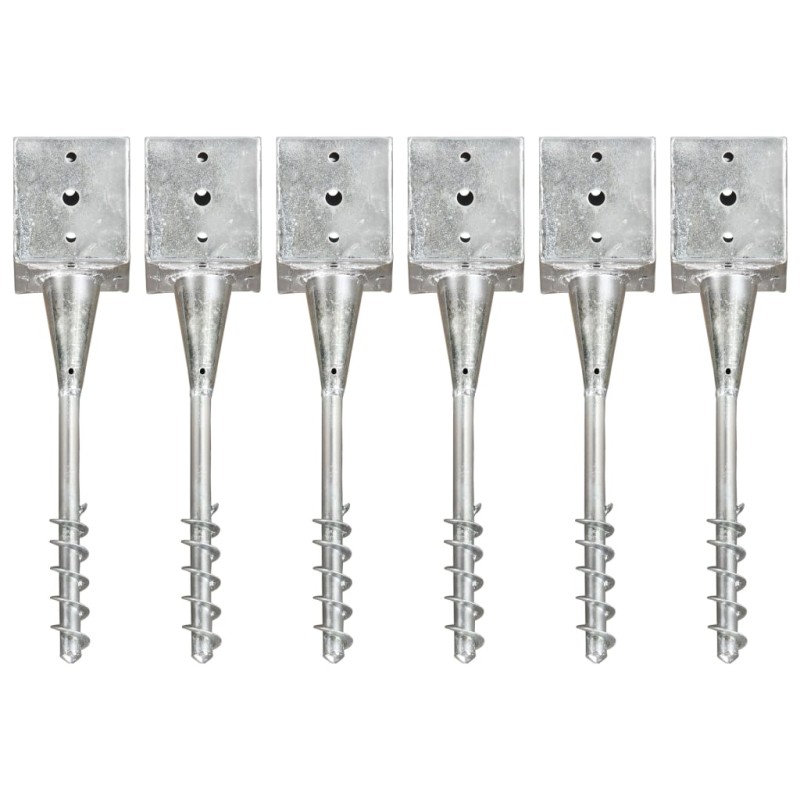 vidaXL Picas de tierra 6 uds acero galvanizado plateado 12x12x56 cm