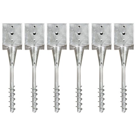 vidaXL Picas de tierra 6 uds acero galvanizado plateado 12x12x56 cm