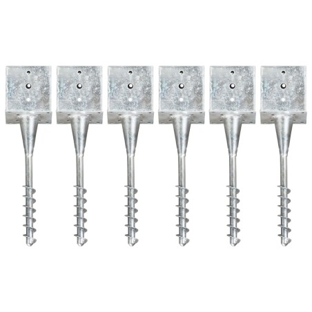 vidaXL Picas de tierra 6 uds acero galvanizado plateado 14x14x58 cm