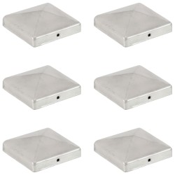 vidaXL Tapas para postes de valla 6 uds metal galvanizado 101x101mm