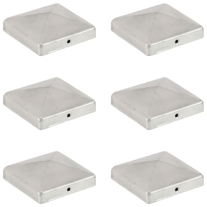 vidaXL Tapas para postes de valla 6 uds metal galvanizado 101x101mm
