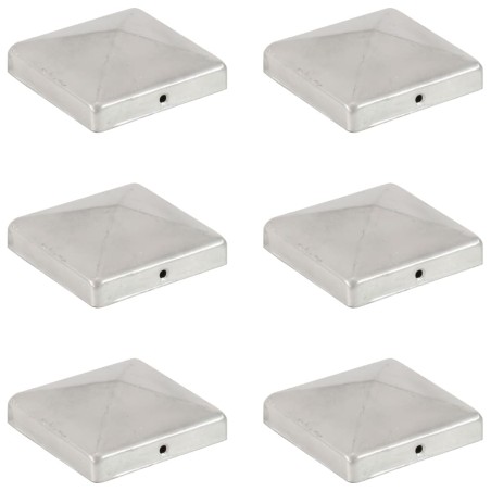 vidaXL Tapas para postes de valla 6 uds metal galvanizado 101x101mm