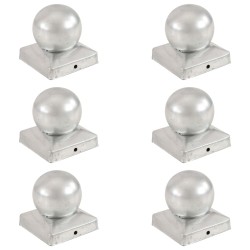vidaXL Tapas para postes 6 uds metal galvanizado globo final 91x91 mm