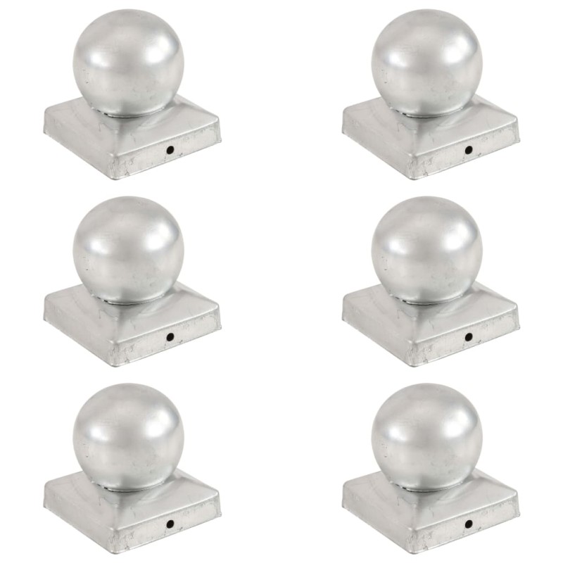 vidaXL Tapas para postes 6 uds metal galvanizado globo final 91x91 mm vidaXL Tapas para postes 6 uds metal galvanizado globo final 91x91 mm