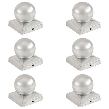 vidaXL Tapas para postes 6 uds metal galvanizado globo final 91x91 mm