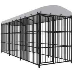 vidaXL Perrera de exterior con techo 450x150x210 cm