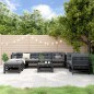 vidaXL Juego muebles de jardín 9 piezas madera maciza pino negro