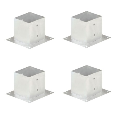vidaXL Anclajes para postes 4 unidades metal galvanizado 141 mm
