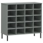 vidaXL Zapatero patas de metal OSLO madera maciza gris 95x35x86 cm vidaXL Zapatero patas de metal OSLO madera maciza gris 95x35x86 cm