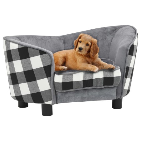vidaXL Sofá para perro felpa gris 68x38x38 cm