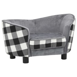 vidaXL Sofá para perro felpa gris 68x38x38 cm