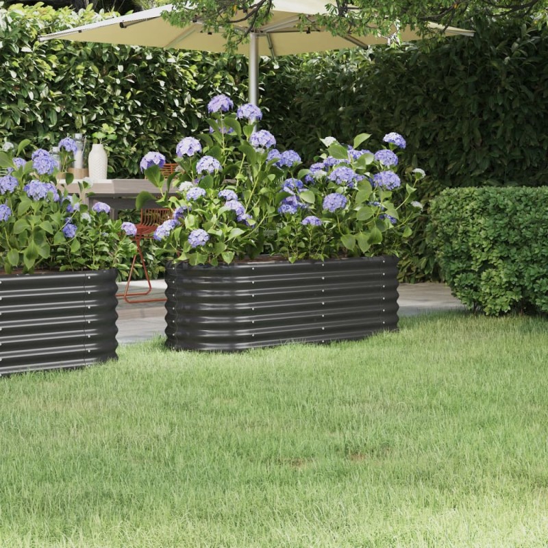 vidaXL Jardinera acero con recubrimiento polvo antracita 114x40x36 cm vidaXL Jardinera acero con recubrimiento polvo antracita 114x40x36 cm