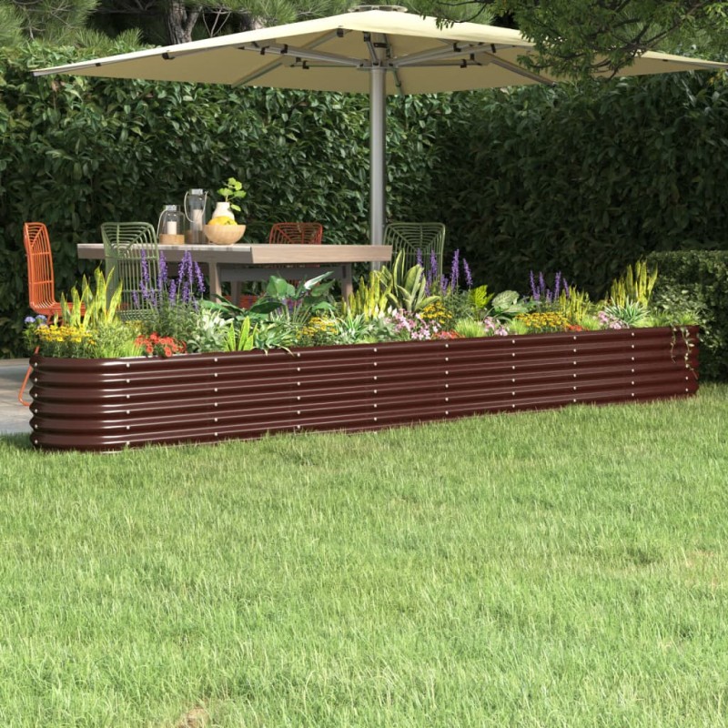 vidaXL Jardinera arriate acero recubrimiento polvo marrón 332x40x36 cm vidaXL Jardinera arriate acero recubrimiento polvo marrón 332x40x36 cm