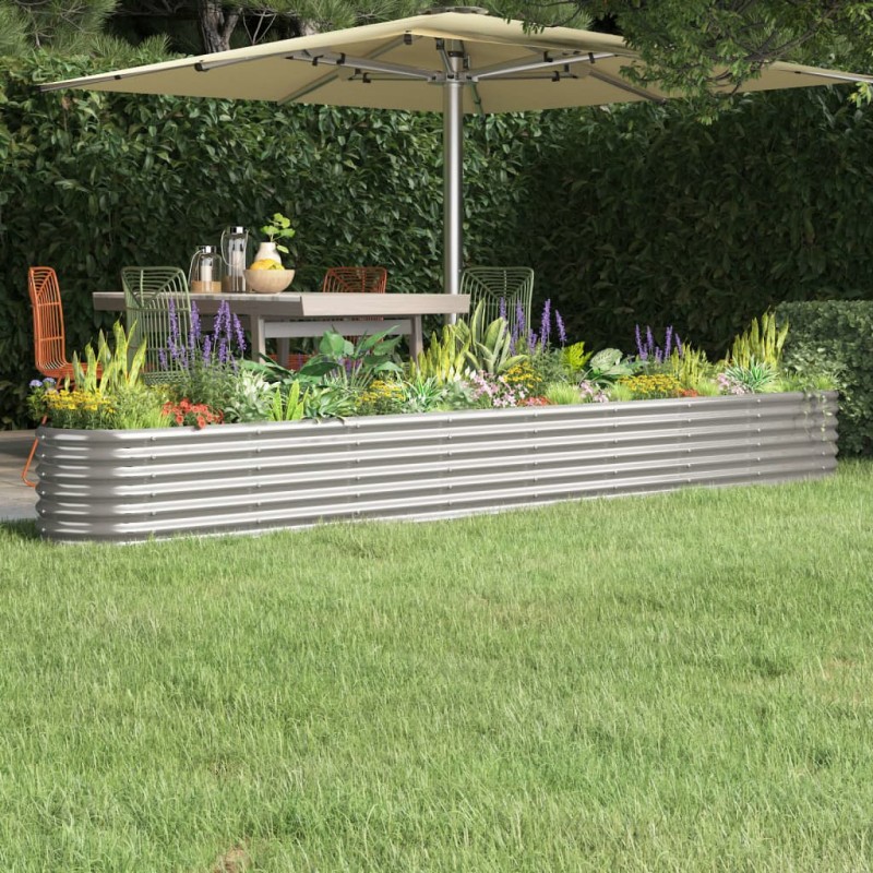 vidaXL Jardinera arriate acero recubrimiento polvo plata 332x40x36 cm vidaXL Jardinera arriate acero recubrimiento polvo plata 332x40x36 cm