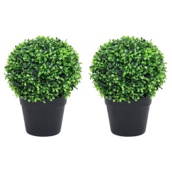 vidaXL Plantas de boj artificial 2 uds forma bola maceta verde 37 cm