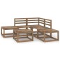vidaXL Muebles de jardín 6 pzas cojines madera pino impregnada marrón