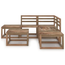 vidaXL Muebles de jardín 6 pzas cojines madera pino impregnada marrón