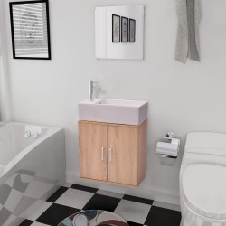 vidaXL Conjunto de mueble y lavabo 3 piezas beige