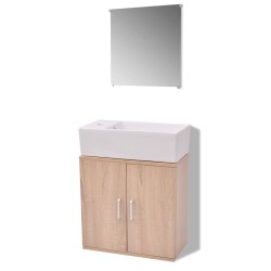 vidaXL Conjunto de mueble y lavabo 3 piezas beige