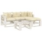 vidaXL Set de muebles de palets de jardín 5 pzas madera cojines crema