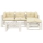 vidaXL Set de muebles de palets de jardín 5 pzas madera cojines crema