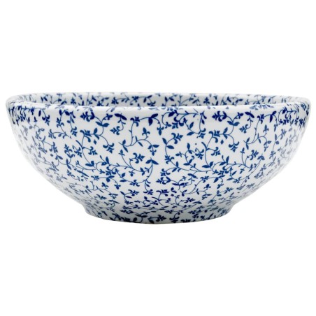 vidaXL Lavabo sobre encimera redondo cerámica blanco y azul Φ41x14 cm