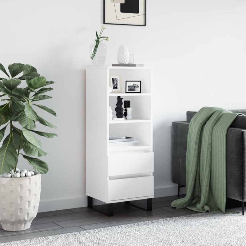 vidaXL Aparador alto madera contrachapada blanco 40x36x110 cm