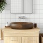 vidaXL Lavabo sobre encimera ovalado cerámica marrón 59x40x15 cm vidaXL Lavabo sobre encimera ovalado cerámica marrón 59x40x15 cm